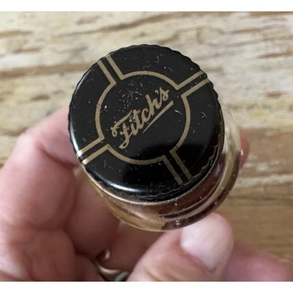 Vintage barber salon Fitch's Brilliantine & Ideal Hair Tonic glass bottles 1950s